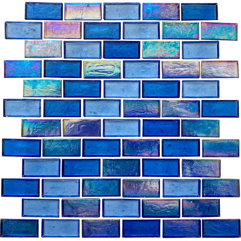 Santorini glass tile, 1 by 2 inch staggered