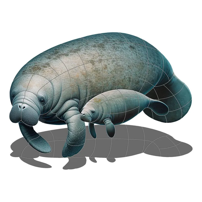 Manatee with baby pool mosaic