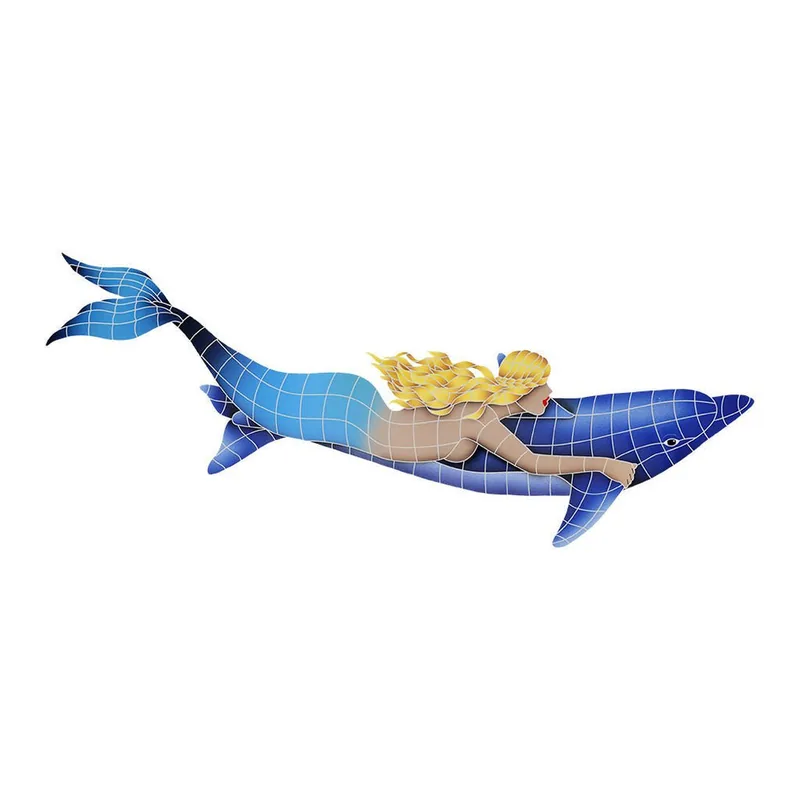 Mermaid and dolphin pool mosaic
