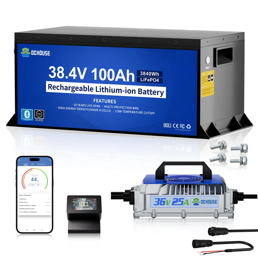 DC HOUSE 36V 100Ah metal case LiFePO4 golf cart battery with charger