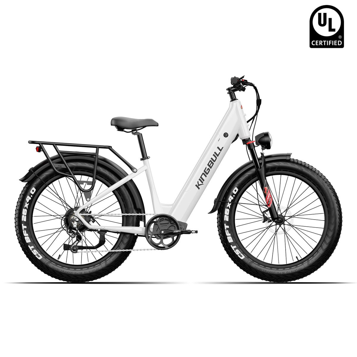 Side profile of the Kingbull Discover ST 2.0 showing frame geometry, rear rack, fenders and hub motor